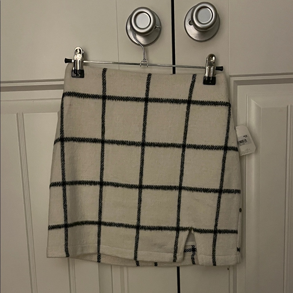 A.L.C. Checkered Mini Skirt in Cream and Black